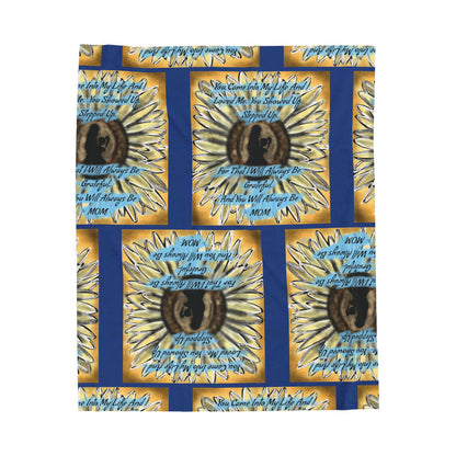 Sunflower Mom Velveteen Plush Blanket, Cozy Throw for Mother's Day, Gift for Mom, Snuggly Home Decor, Inspirational Home Blanket