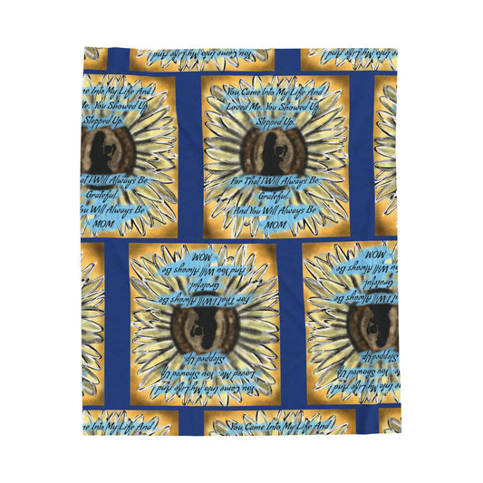 Sunflower Mom Velveteen Plush Blanket, Cozy Throw for Mother's Day, Gift for Mom, Snuggly Home Decor, Inspirational Home Blanket