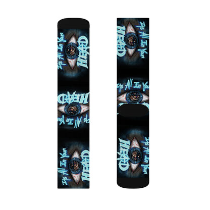 It's All In Your Head Graphic Sublimation Socks — Blue Neon Streetwear