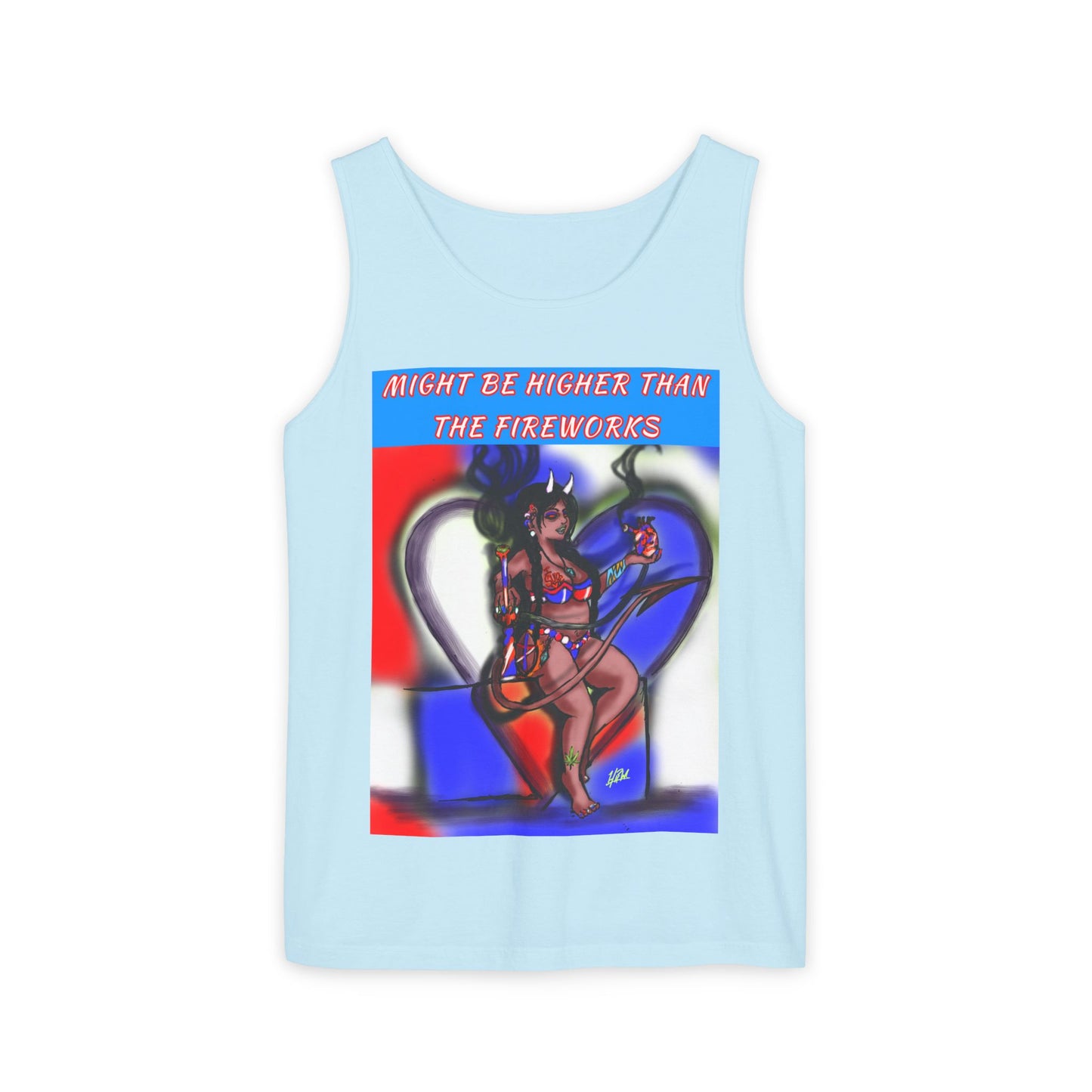 Vibrant Graphic Tank Top – Might Be Higher Than The Fireworks, Summer Apparel, Festival Wear, Unisex Fashion, Gift for Music Lovers