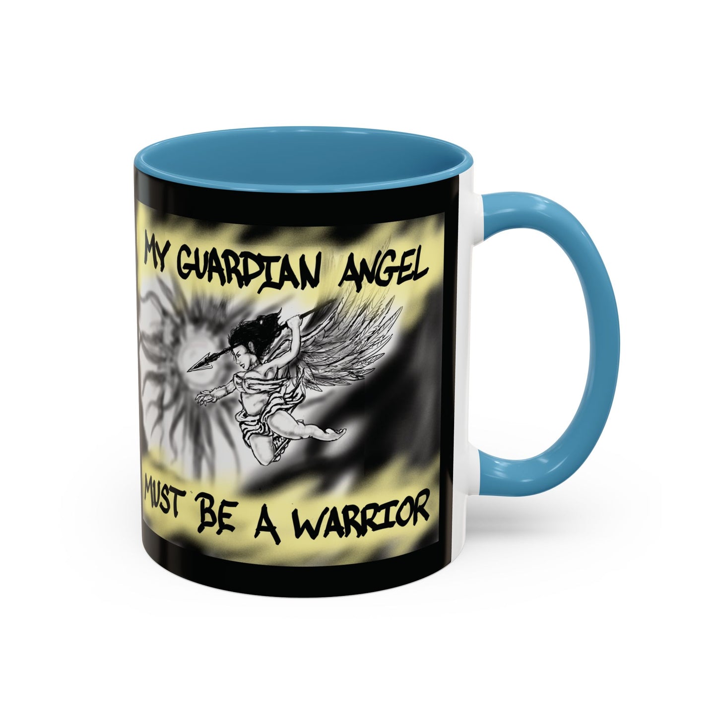 Guardian Angel Warrior Coffee Mug, Spiritual Gift, Protector Mug, Angel Decor, Cosy Homeware, Inspirational Quote
