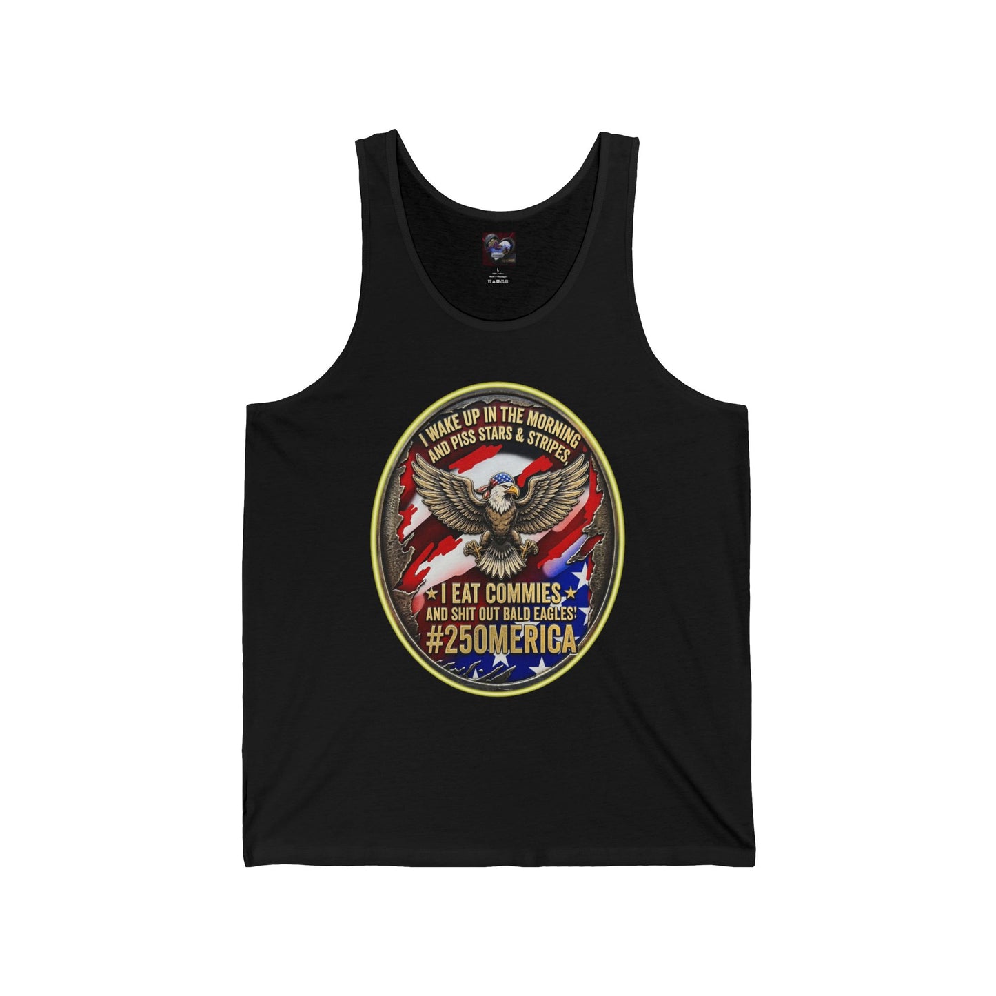Patriotic Eagle Tank — "I Eat Commies" Vintage USA Graphic Tank Top