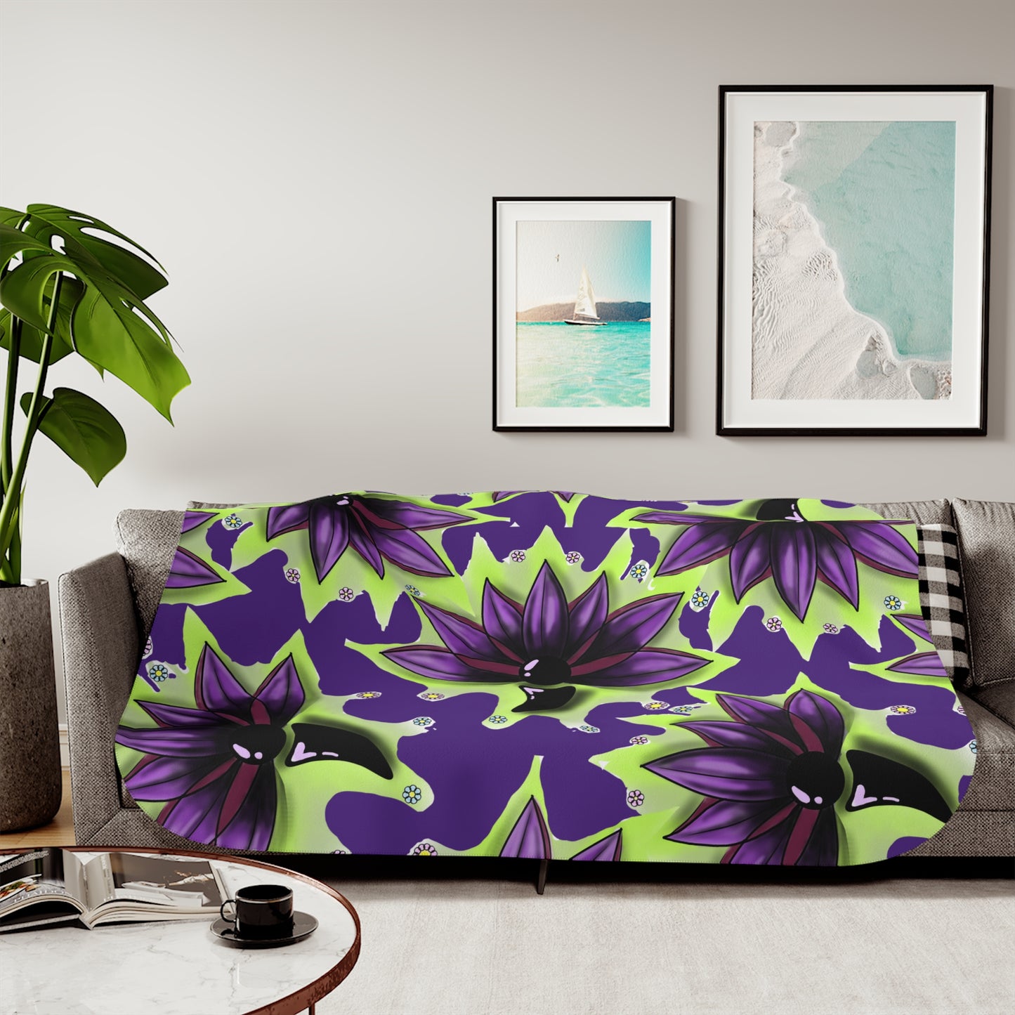 Cozy Sherpa Blanket - Lotus With SemicolonDesign for Home Decor