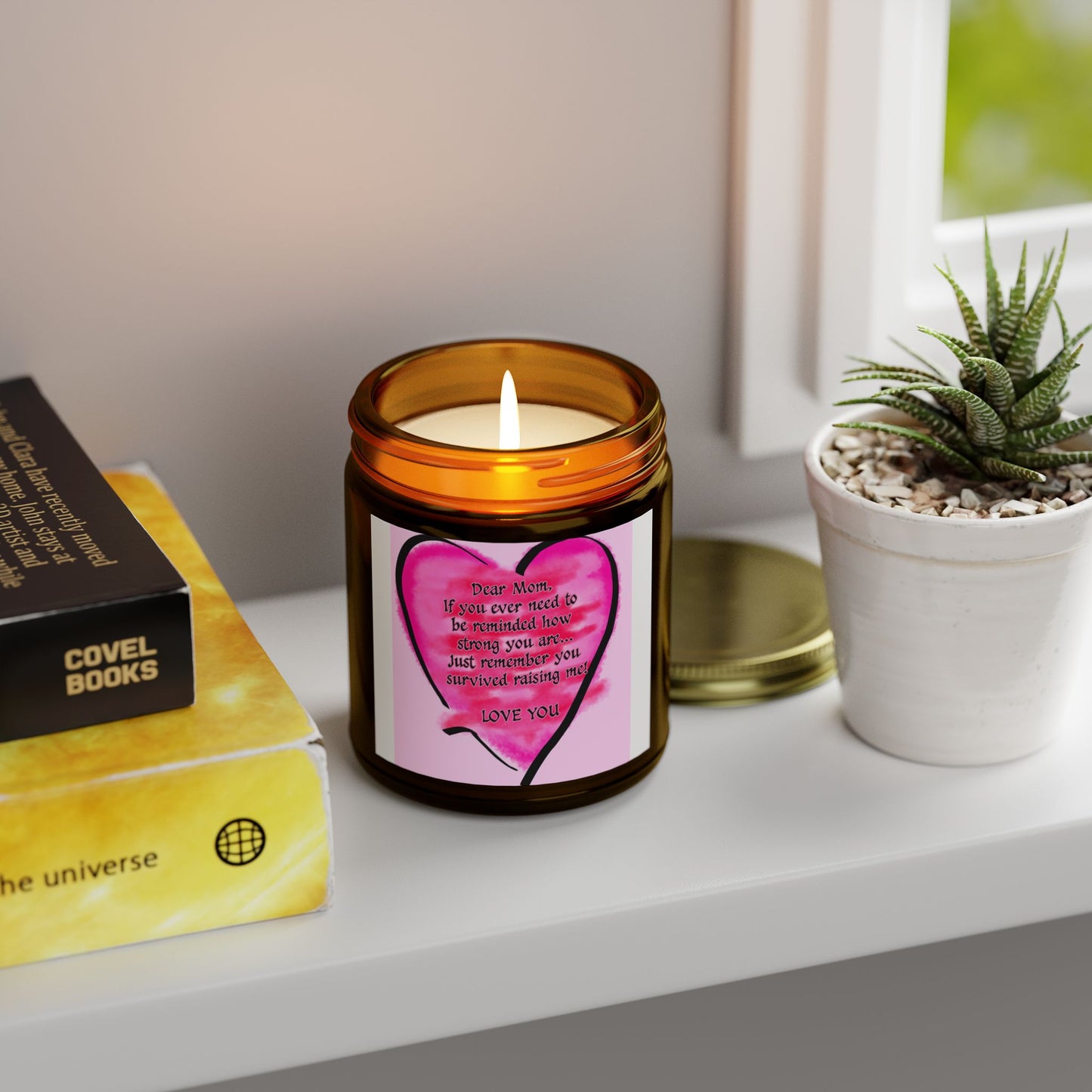 Heartfelt Scented Candle - Dear Mom Quote, Relaxing Gift, Aromatherapy, Home Décor, Mother's Day Gift, Self-Care