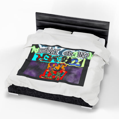 Cozy Velveteen Plush Blanket - Funky Graphic Throw for Chill Evenings, Gifts for Gamers, Home Decor Essentials