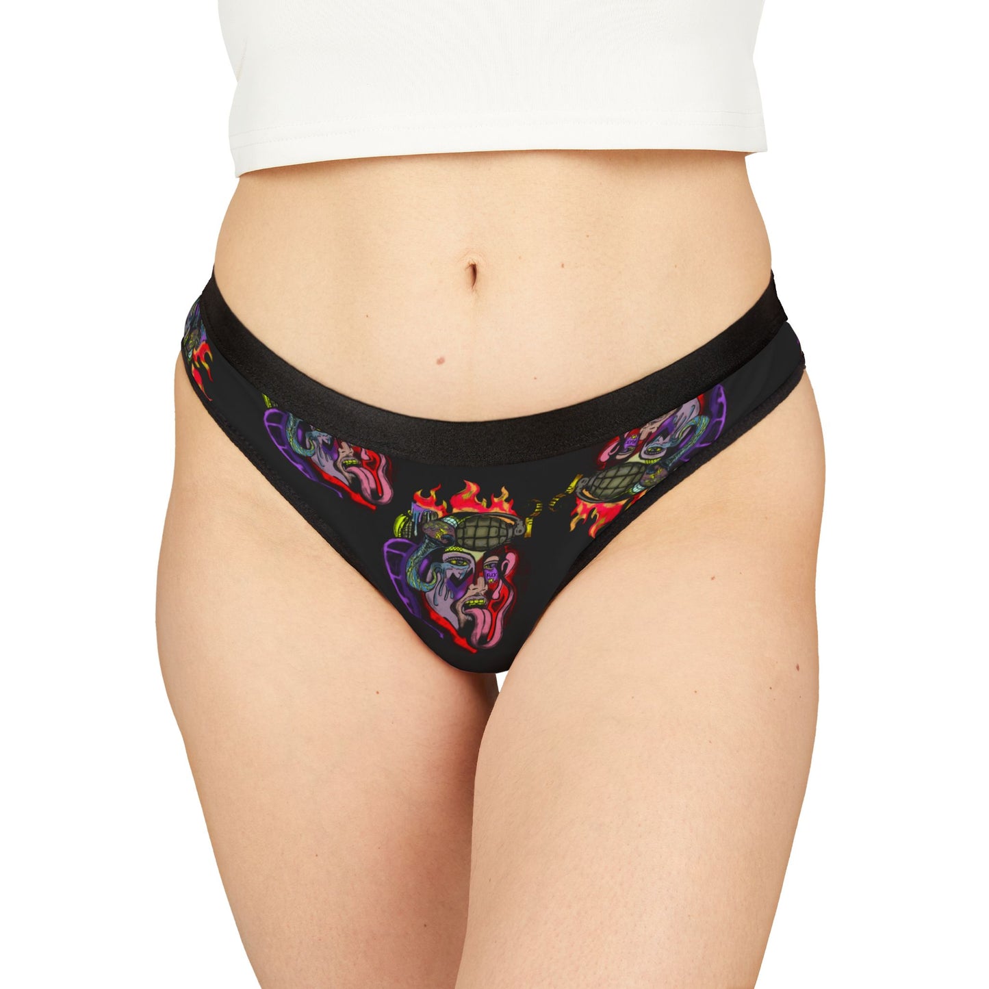 Colorful Skull Women's Thongs | Edgy Underwear with Vibrant Print