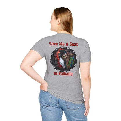 Viking Warrior T-Shirt — "Violence Is Always An Option" / "Save Me A Seat In Valhalla"