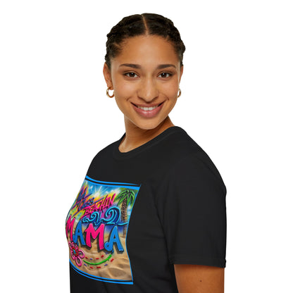 Mama Beach T-Shirt – Tropical "Hi! Aloha MAMA" Vacation Graphic Tee