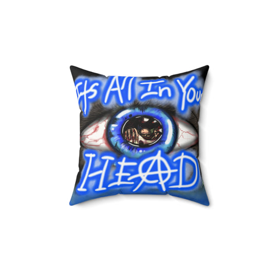 Edgy Faux Suede Square Pillow, Unique Home Decor, Gift for Rebels, Alternative Style, Living Room Accent