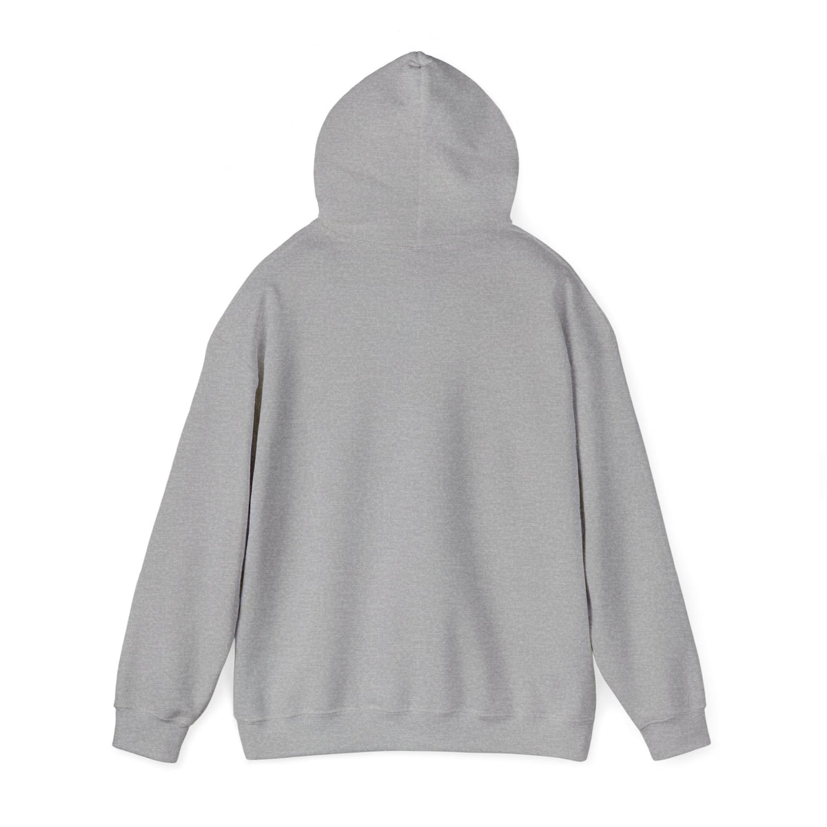 Dreaming of Chaos hoodie — sport grey, back view with hood up