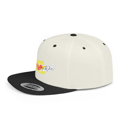 Unique Flat Bill Snapback Hat, Trendy Cap for Streetwear, Graphic Design Hat, Gift for Him, Cool Fashion Accessory