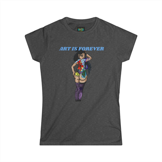Art is Forever Women's Softstyle Tee, Trendy Graphic Tee, Art Lover Gift, Casual Wear, Unique Art Apparel, Stylish Tee for Art Enthusiasts