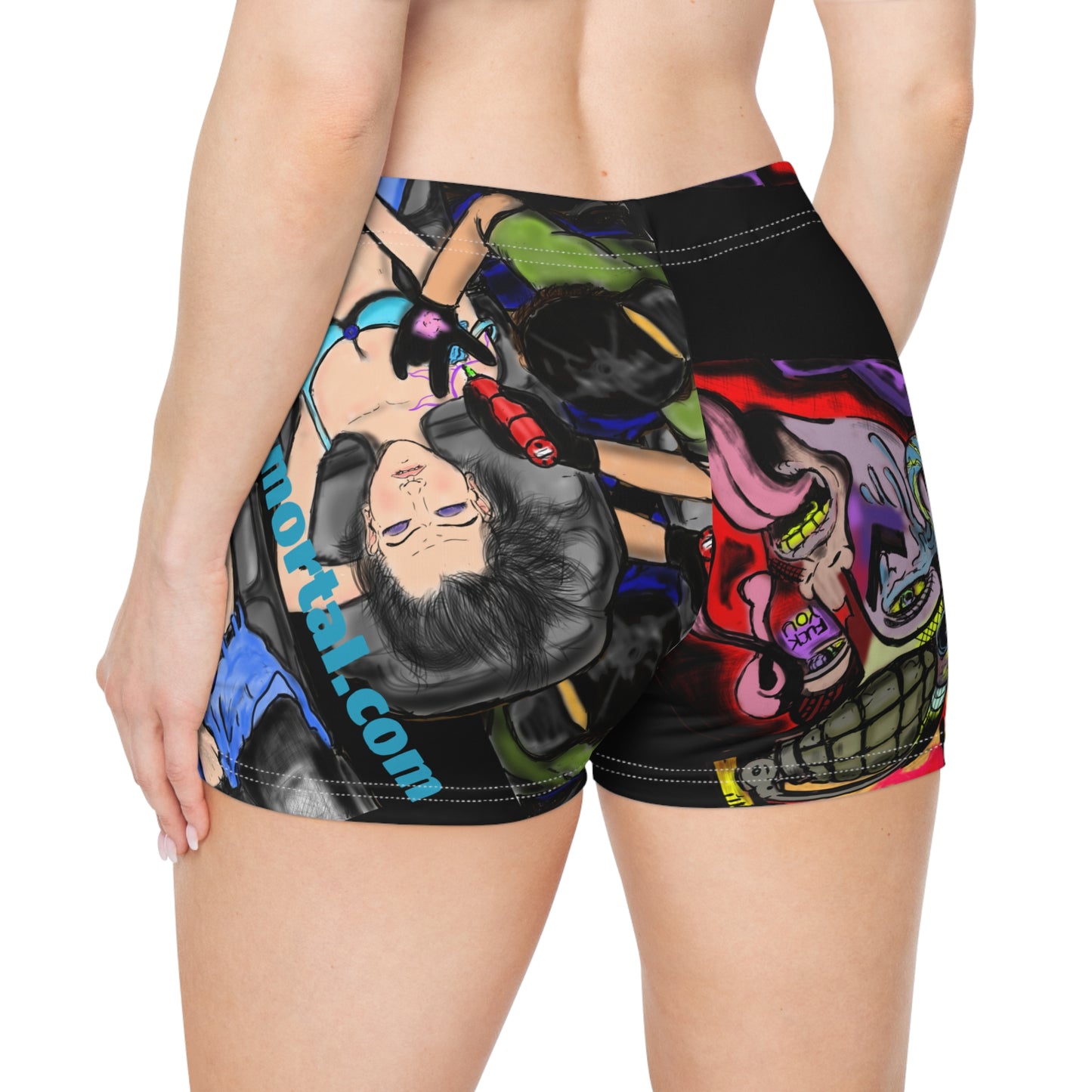 Vibrant Women's Art Shorts, Funky Summer Bottoms, Unique Graphic Beachwear, Festival Vibes, Street Style, Bohemian Look