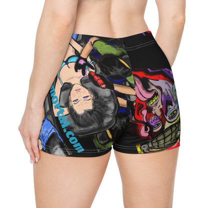 Vibrant Women's Art Shorts, Funky Summer Bottoms, Unique Graphic Beachwear, Festival Vibes, Street Style, Bohemian Look