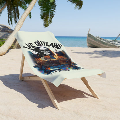 Lake Outlaws Beach Towel — "Forever Summer, Steal the Fun" Skull Pirate Design