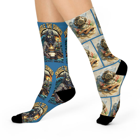 Smuggle the Summer Crew Socks — Vintage Diver Helmet Graphic