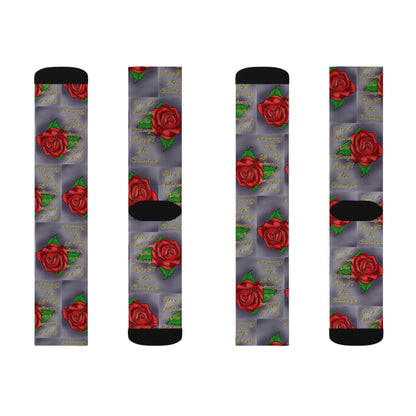 Rose Pattern Sublimation Socks | Cute Gift for Flower Lovers, Unique Fashion Accessory, Cozy Home Wear, Perfect for Birthdays, Floral Design