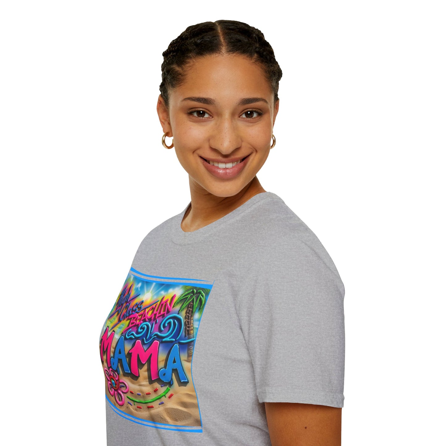 Mama Beach T-Shirt – Tropical "Hi! Aloha MAMA" Vacation Graphic Tee