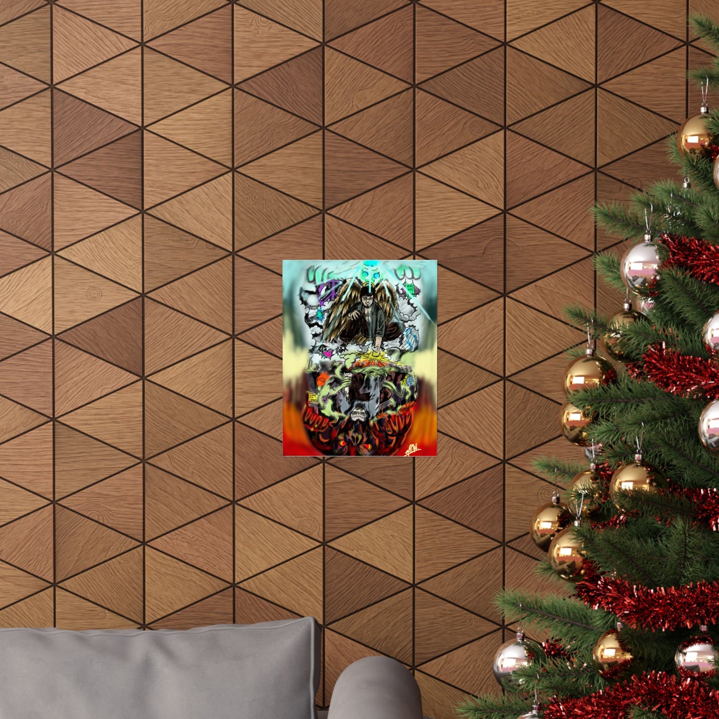 Edgy Matte Vertical Posters with Graffiti Angels, Urban Wall Art, Street Art Decor, Hip Hop Room Decor, Unique Gift for Teenagers