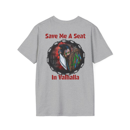 Viking Warrior T-Shirt — "Violence Is Always An Option" / "Save Me A Seat In Valhalla"