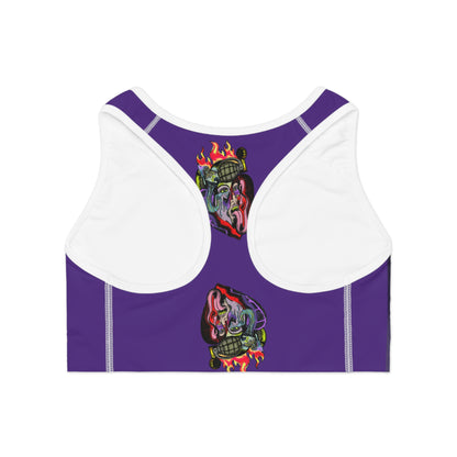 Edgy Graphic Sports Bra with Broken But Golden Design
