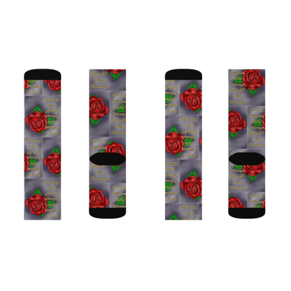 Rose Pattern Sublimation Socks | Cute Gift for Flower Lovers, Unique Fashion Accessory, Cozy Home Wear, Perfect for Birthdays, Floral Design