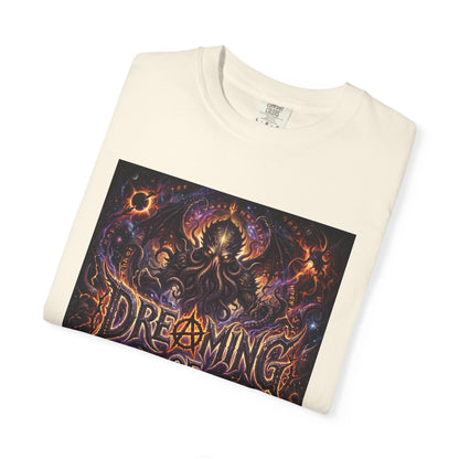 Dreaming of Chaos heavyweight tee — ivory, folded