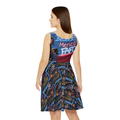 Patriotic 'Because Merica' Women's Skater Dress – All-Over Print Americana Style