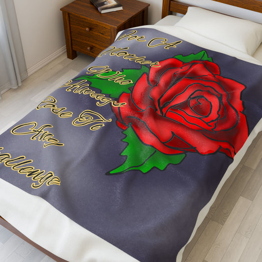 Inspirational Mother's Day Velveteen Plush Blanket - "For A Mother Who Always Rose To Any Challenge"