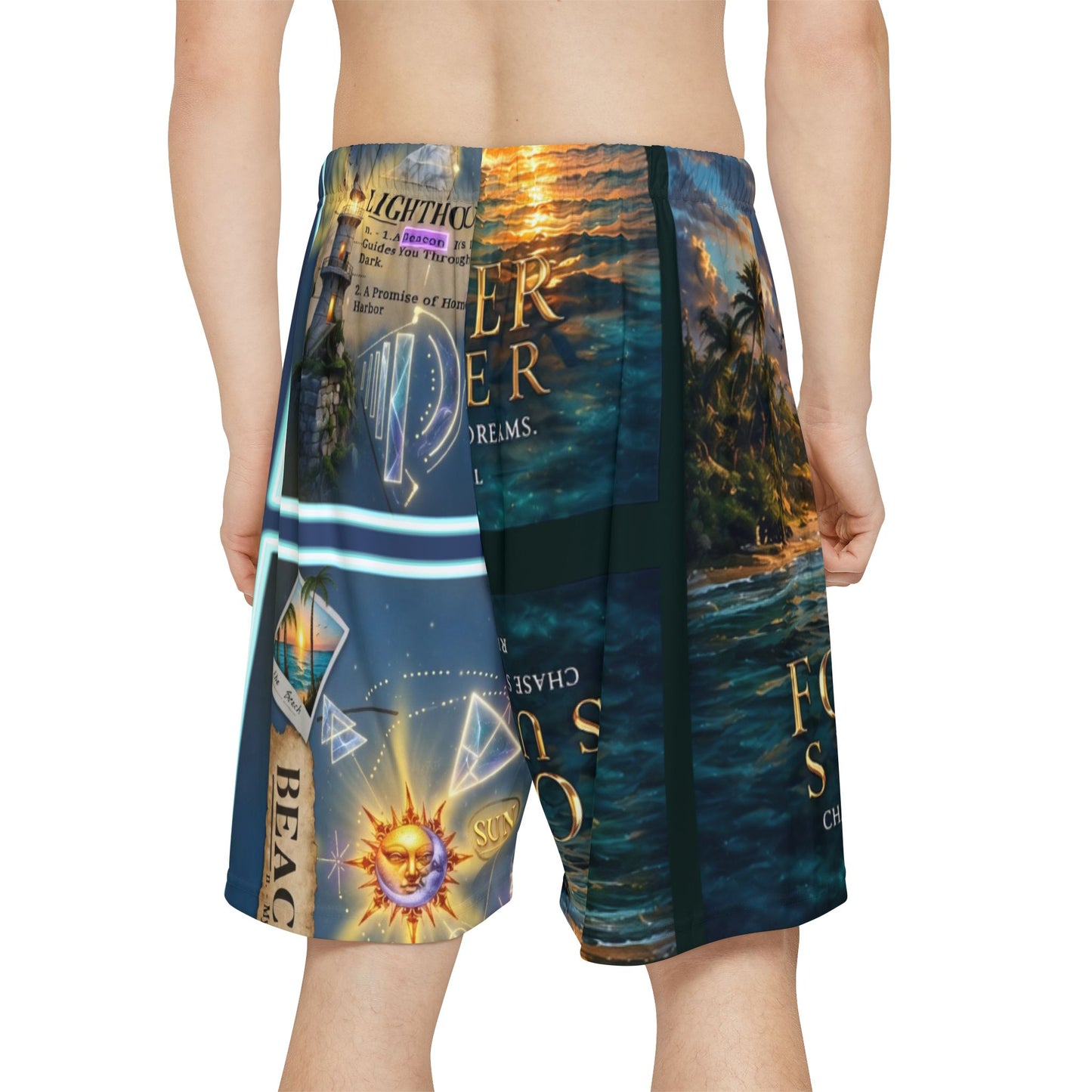 Sailboat ‘Forever Summer’ Athletic Shorts — Beach Sunset Graphic Men’s Sports Shorts