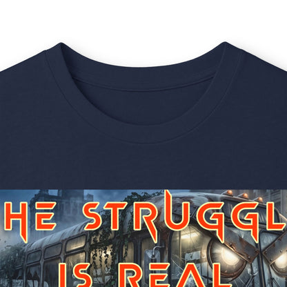 The Struggle Is Real long sleeve tee featuring a moody cinematic street scene by Reese Wilson