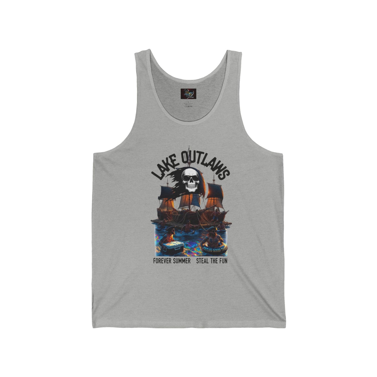 Lake Outlaws Skull & Boat Tank Top — "Forever Summer, Steal the Fun" Graphic Tank