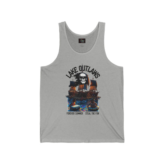 Lake Outlaws Skull & Boat Tank Top — "Forever Summer, Steal the Fun" Graphic Tank