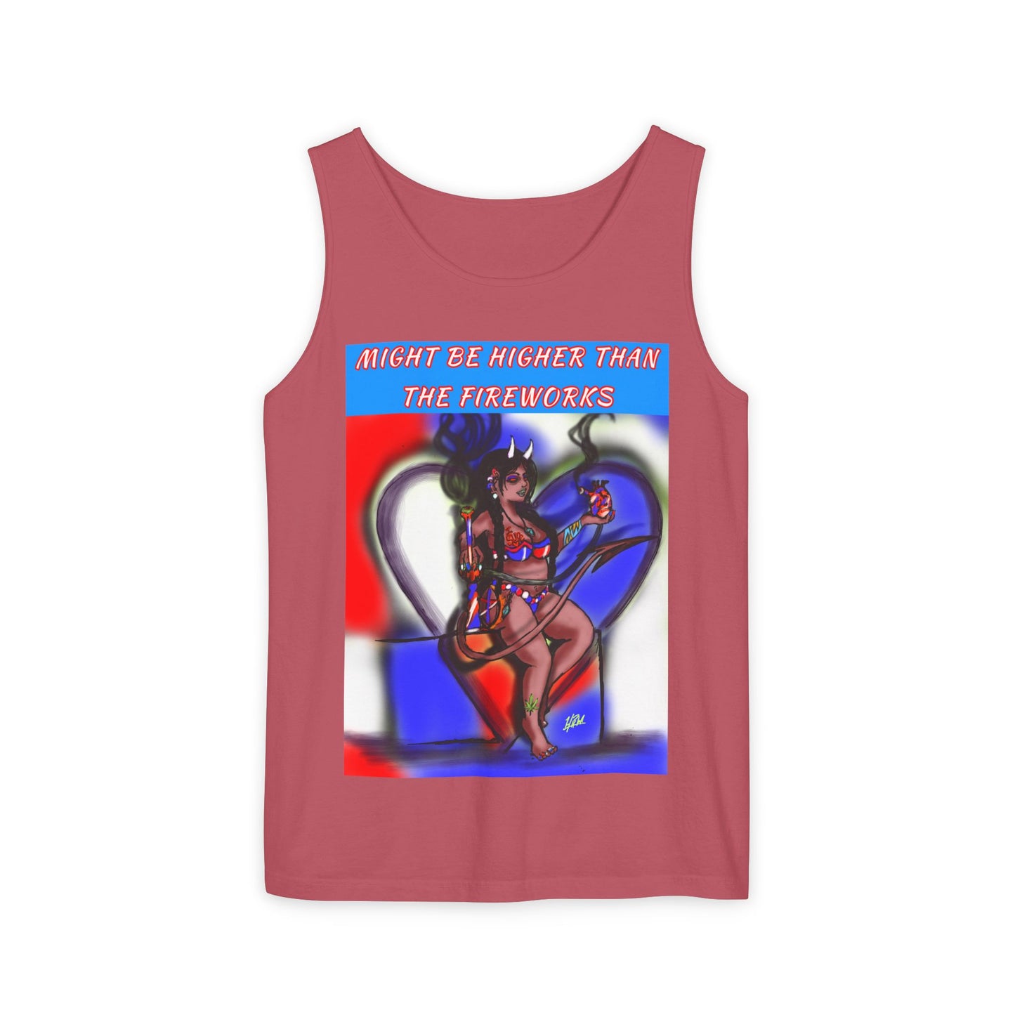 Vibrant Graphic Tank Top – Might Be Higher Than The Fireworks, Summer Apparel, Festival Wear, Unisex Fashion, Gift for Music Lovers