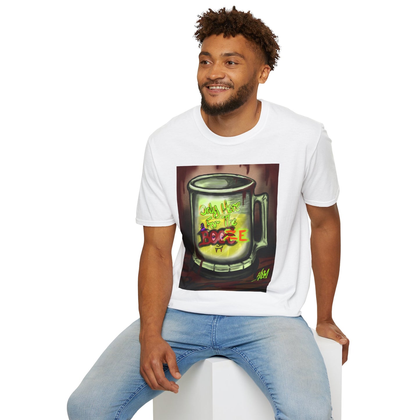 Here For the Boos Unisex Softstyle T-Shirt, Casual Streetwear, Urban Fashion, Unique Graphic Tee, Perfect Gift for Art Lovers