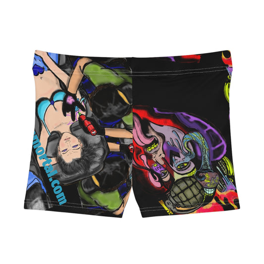 Vibrant Women's Art Shorts, Funky Summer Bottoms, Unique Graphic Beachwear, Festival Vibes, Street Style, Bohemian Look