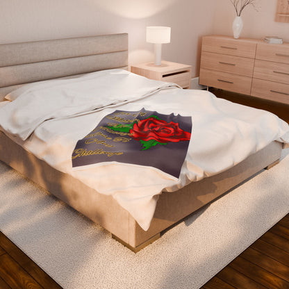 Inspirational Mother's Day Velveteen Plush Blanket - "For A Mother Who Always Rose To Any Challenge"