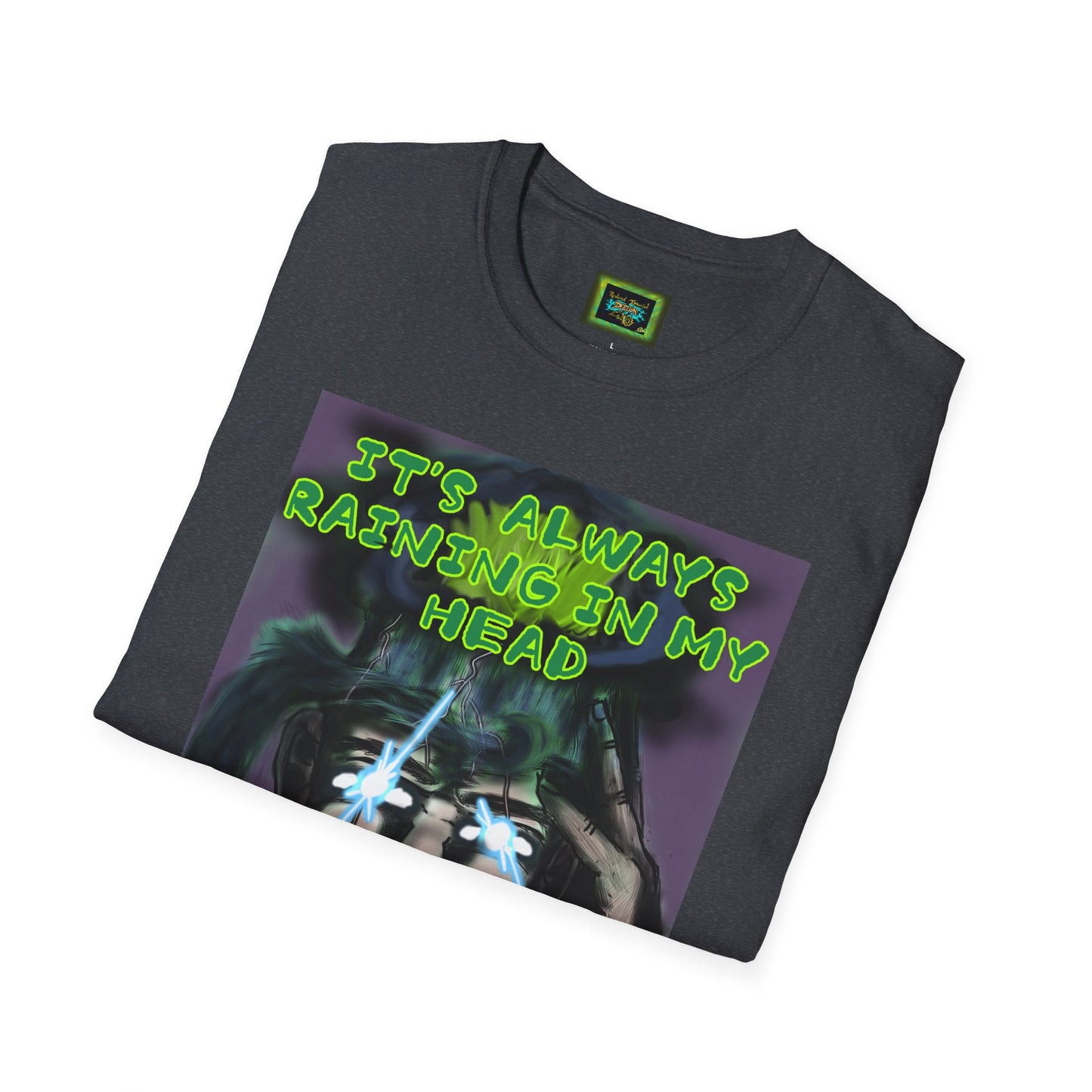 Unisex Graphic T-Shirt - "It's Always Raining in My Head" Horror Art Tee