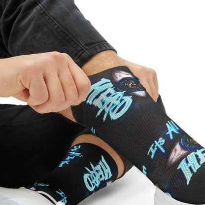 It's All In Your Head Graphic Sublimation Socks — Blue Neon Streetwear
