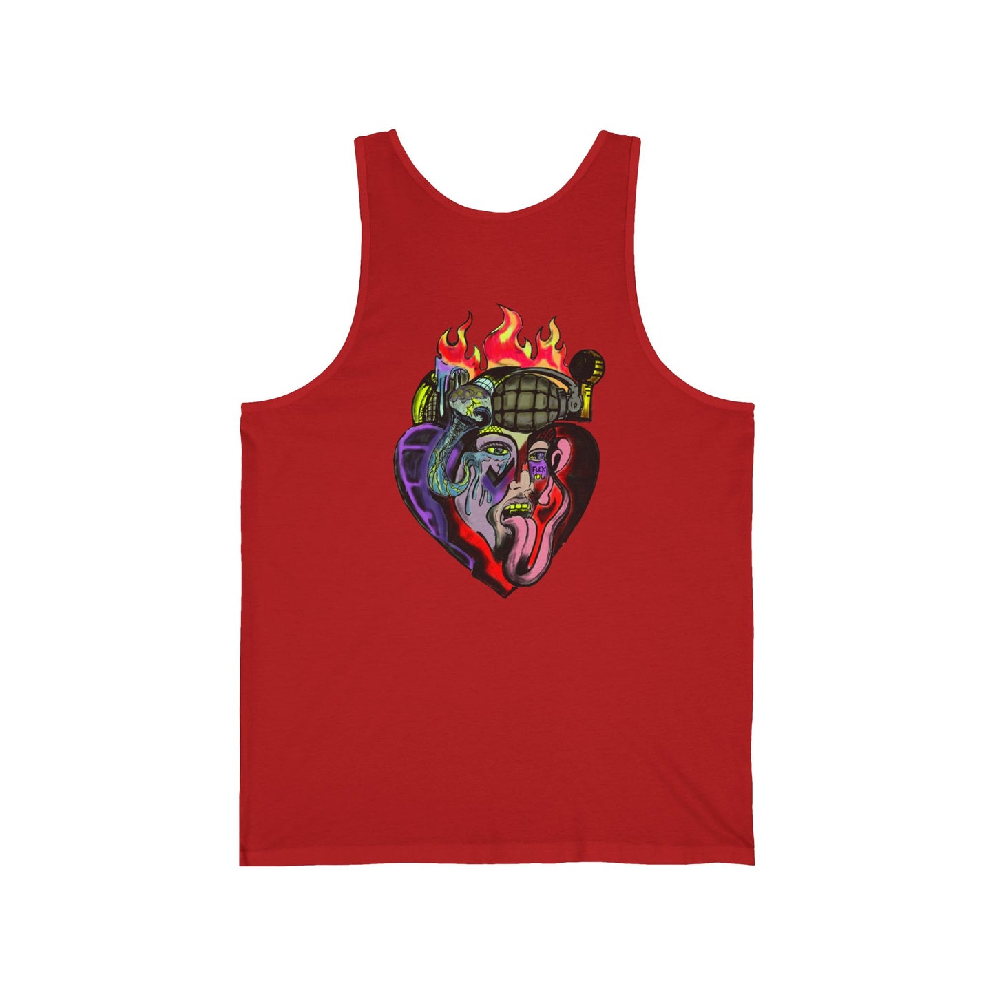 Psychedelic Fungi & Heart Art Tank Top – Unisex Jersey