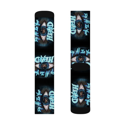 It's All In Your Head Graphic Sublimation Socks — Blue Neon Streetwear