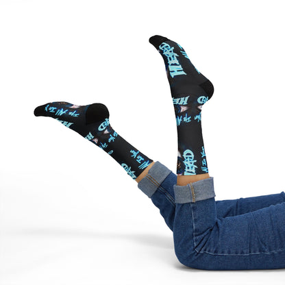 It's All In Your Head Graphic Sublimation Socks — Blue Neon Streetwear