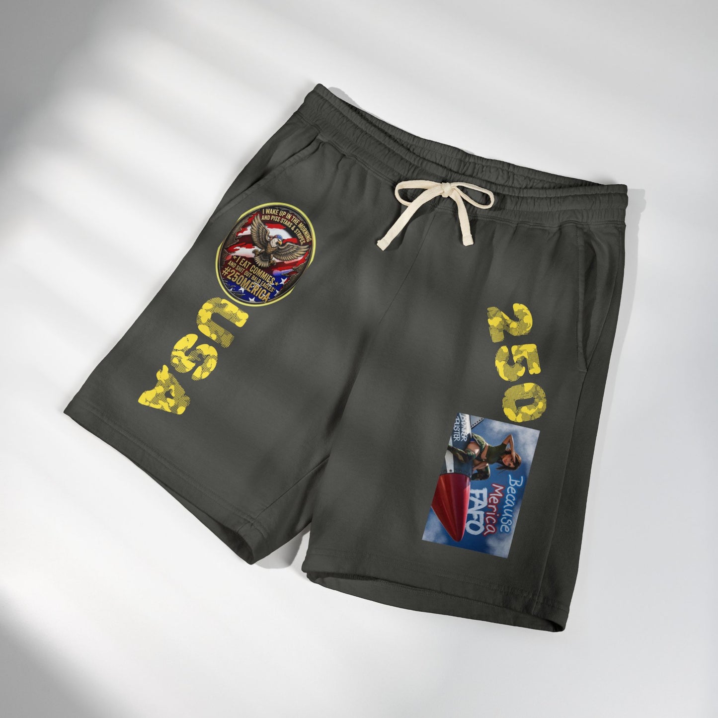 Graphic Sweat Shorts - USA 250 Patch & Retro Hero Print