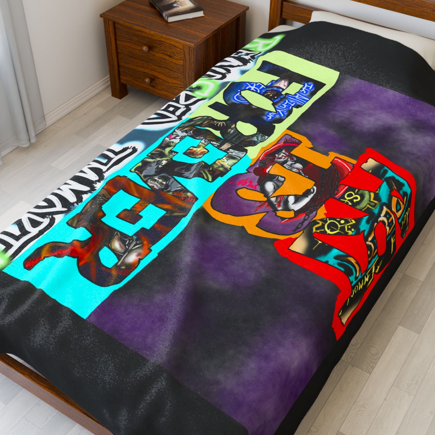 Cozy Velveteen Plush Blanket - Funky Graphic Throw for Chill Evenings, Gifts for Gamers, Home Decor Essentials