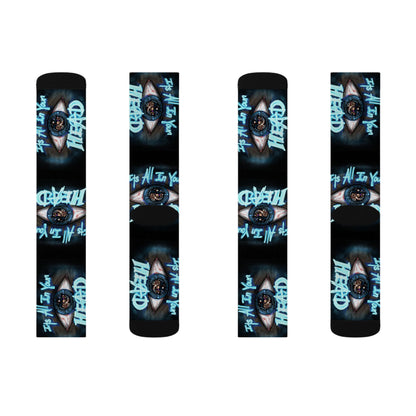 It's All In Your Head Graphic Sublimation Socks — Blue Neon Streetwear