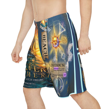 Sailboat ‘Forever Summer’ Athletic Shorts — Beach Sunset Graphic Men’s Sports Shorts