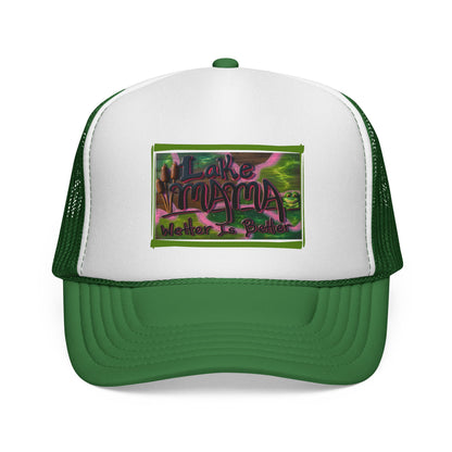 Lake Vibes Trucker Cap — Vintage Nature Graphic ‘Lake’ Mesh Hat