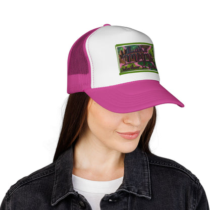 Lake Vibes Trucker Cap — Vintage Nature Graphic ‘Lake’ Mesh Hat