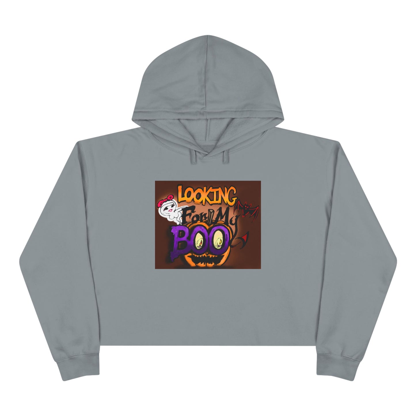 Halloween Crop Hoodie - Looking for My Boo, Spooky Fashion, Women's Clothing, Party Outfit, Cozy Fall Wear