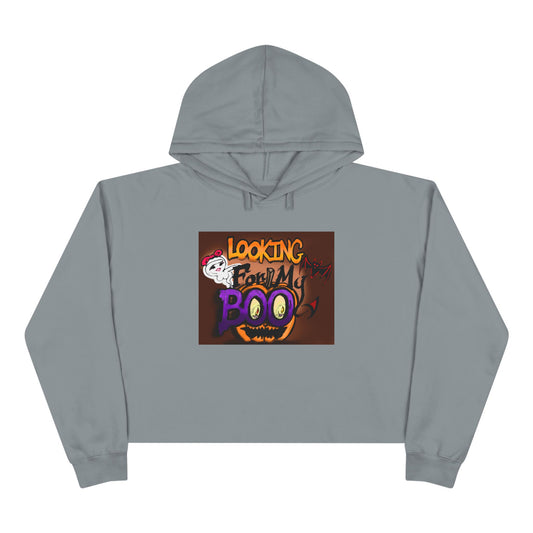 Halloween Crop Hoodie - Looking for My Boo, Spooky Fashion, Women's Clothing, Party Outfit, Cozy Fall Wear